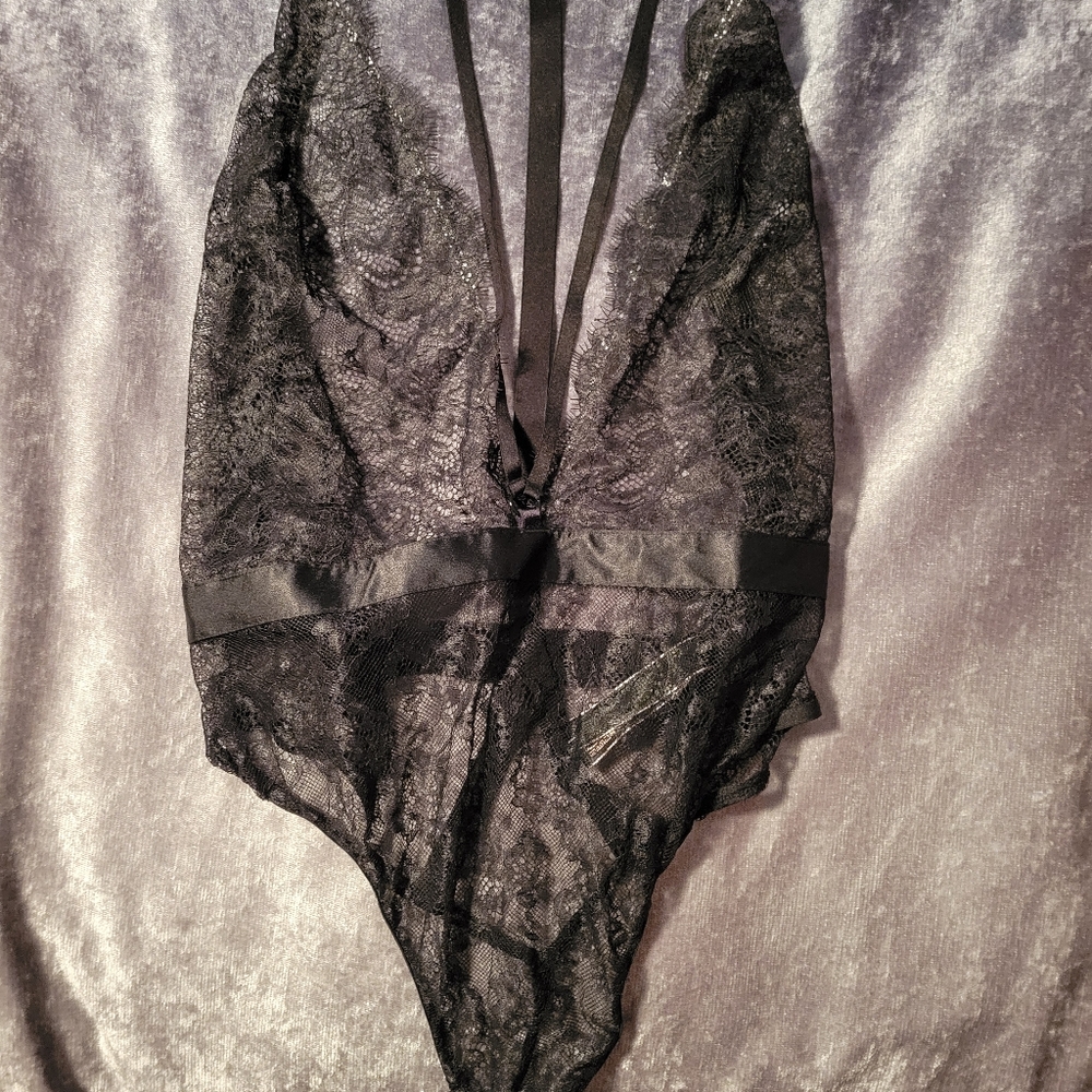 Victoria's Secret Black Lace Bodysuit